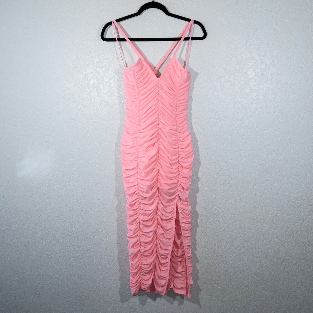 NWT Elliatt Sugarpink Bodycon Katarina Ruched Mesh Midi Dress Small